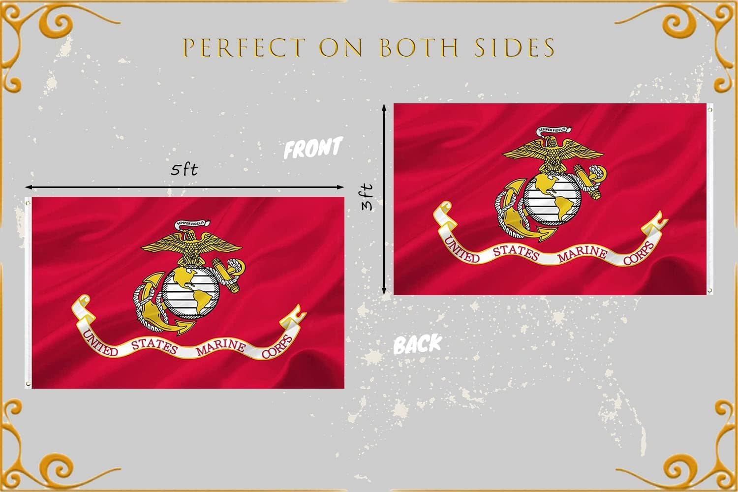 US Marine Corps USMC Flag 3x5 Outdoor Double Sided Heavy Duty